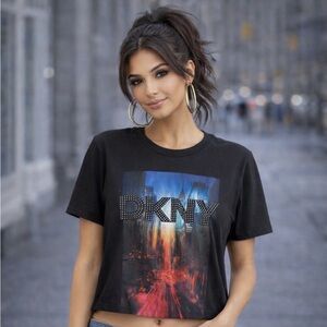 DKNY Black Tee with Graphic Design